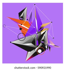 Vector of triangle fractal geometric 3d forms. Modern info banner abstract backgrounds for poster, message presentations or identity layouts. Graphic template and ideas.
