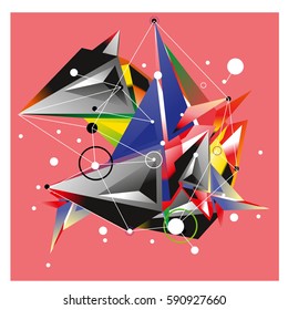 Vector of triangle fractal geometric 3d forms. Modern info banner abstract backgrounds for poster, message presentations or identity layouts. Graphic template and ideas.