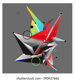 Vector of triangle fractal geometric 3d forms. Modern info banner abstract backgrounds for poster, message presentations or identity layouts. Graphic template and ideas.