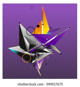 Vector of triangle fractal geometric 3d forms. Modern info banner abstract backgrounds for poster, message presentations or identity layouts. Graphic template and ideas.