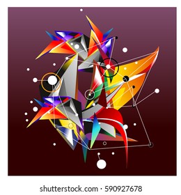 Vector of triangle fractal geometric 3d forms. Modern info banner abstract backgrounds for poster, message presentations or identity layouts. Graphic template and ideas.