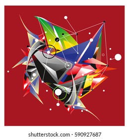 Vector of triangle fractal geometric 3d forms. Modern info banner abstract backgrounds for poster, message presentations or identity layouts. Graphic template and ideas.
