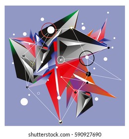 Vector of triangle fractal geometric 3d forms. Modern info banner abstract backgrounds for poster, message presentations or identity layouts. Graphic template and ideas.