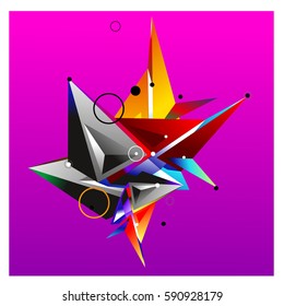 Vector of triangle fractal geometric 3d forms. Modern info banner abstract backgrounds for poster, message presentations or identity layouts. Graphic template and ideas.