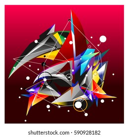Vector of triangle fractal geometric 3d forms. Modern info banner abstract backgrounds for poster, message presentations or identity layouts. Graphic template and ideas.