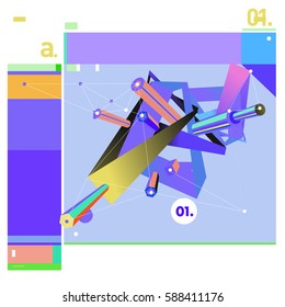 Vector of triangle geometric 3d forms. Modern info banner abstract backgrounds for poster, message presentations or identity layouts. Graphic template and ideas.