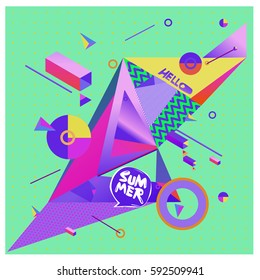 Vector of triangle geometric 3d forms. Modern info banner abstract backgrounds for poster, message presentations or identity layouts. Graphic template and ideas.