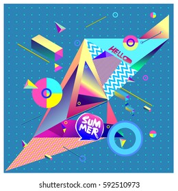 Vector of triangle geometric 3d forms. Modern info banner abstract backgrounds for poster, message presentations or identity layouts. Graphic template and ideas.