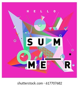 Vector of triangle geometric 3d forms. Modern info banner abstract backgrounds for Summer Poster. Message presentations or identity layouts. Graphic template and ideas.