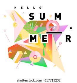 Vector of triangle geometric 3d forms. Modern info banner abstract backgrounds for Summer Poster. Message presentations or identity layouts. Graphic template and ideas.