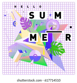 Vector of triangle geometric 3d forms. Modern info banner abstract backgrounds for Summer Poster. Message presentations or identity layouts. Graphic template and ideas.