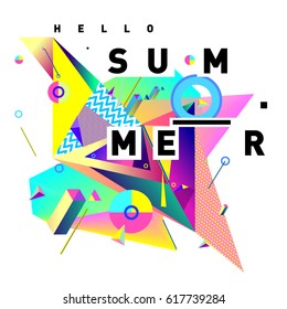 Vector of triangle geometric 3d forms. Modern info banner abstract backgrounds for Summer Poster. Message presentations or identity layouts. Graphic template and ideas.