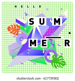 Vector of triangle geometric 3d forms. Modern info banner abstract backgrounds for Summer Poster. Message presentations or identity layouts. Graphic template and ideas.