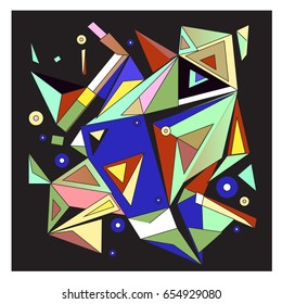 Vector of triangle geometric 3d forms. Modern info banner abstract backgrounds for poster, message presentations or identity layouts. Graphic template and ideas. 
