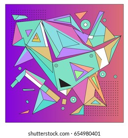 Vector of triangle geometric 3d forms. Modern info banner abstract backgrounds for poster, message presentations or identity layouts. Graphic template and ideas. 