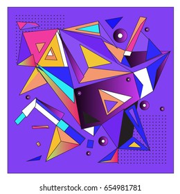 Vector of triangle geometric 3d forms. Modern info banner abstract backgrounds for poster, message presentations or identity layouts. Graphic template and ideas. 