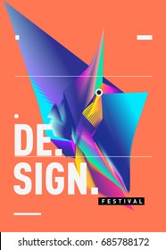 Vector of Triangle Geometric 3d forms. Abstract Modern Backgrounds for Design Festival Poster. Message Presentations or Identity Layouts. Graphic Template and ideas. 