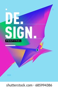 Vector of Triangle Geometric 3d forms. Abstract Modern Backgrounds for Design Festival Poster. Message Presentations or Identity Layouts. Graphic Template and ideas. 