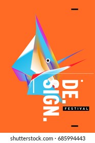 Vector of Triangle Geometric 3d forms. Abstract Modern Backgrounds for Design Festival Poster. Message Presentations or Identity Layouts. Graphic Template and ideas. 