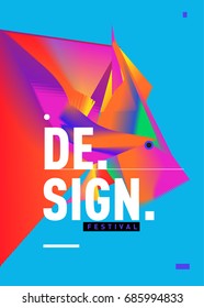 Vector of Triangle Geometric 3d forms. Abstract Modern Backgrounds for Design Festival Poster. Message Presentations or Identity Layouts. Graphic Template and ideas. 