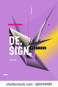 Vector of Triangle Geometric 3d forms. Abstract Modern Backgrounds for Design Festival Poster. Message Presentations or Identity Layouts. Graphic Template and ideas. 