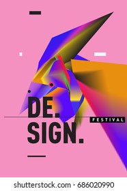 Vector of Triangle Geometric 3d forms. Abstract Modern Backgrounds for Design Festival Poster. Message Presentations or Identity Layouts. Graphic Template and ideas. 