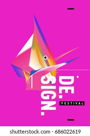 Vector of Triangle Geometric 3d forms. Abstract Modern Backgrounds for Design Festival Poster. Message Presentations or Identity Layouts. Graphic Template and ideas. 