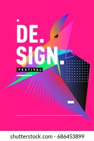 Vector of Triangle Geometric 3d forms. Abstract Modern Backgrounds for Design Festival Poster. Message Presentations or Identity Layouts. Graphic Template and ideas. 