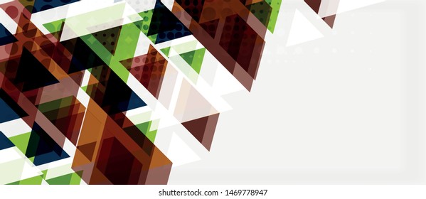 Vector triangle geometric abstract composition background. Retro vector illustration. Ornament illustration. Banner, poster template.