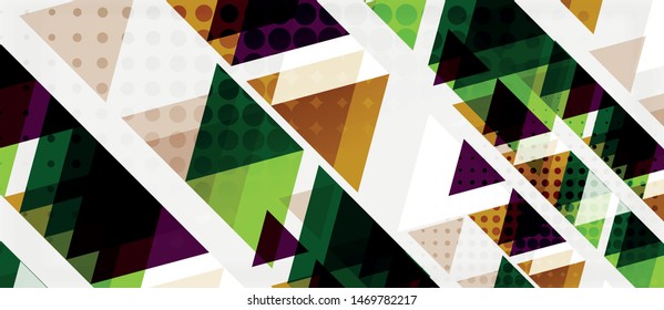 Vector triangle geometric abstract composition background. Retro vector illustration. Ornament illustration. Banner, poster template.