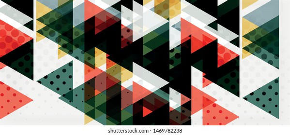 Vector triangle geometric abstract composition background. Retro vector illustration. Ornament illustration. Banner, poster template.