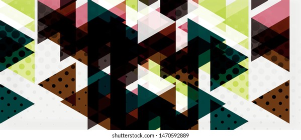 Vector triangle geometric abstract composition background. Retro vector illustration. Ornament illustration. Banner, poster template.