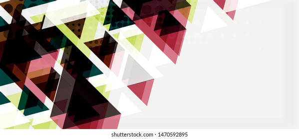 Vector triangle geometric abstract composition background. Retro vector illustration. Ornament illustration. Banner, poster template.