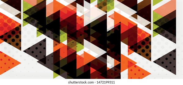 Vector triangle geometric abstract composition background. Retro vector illustration. Ornament illustration. Banner, poster template.