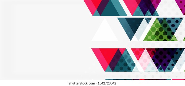 Vector triangle geometric abstract composition background. Retro vector illustration. Ornament illustration. Banner, poster template.