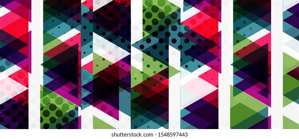 Vector triangle geometric abstract composition background. Retro vector illustration. Ornament illustration. Banner, poster template.