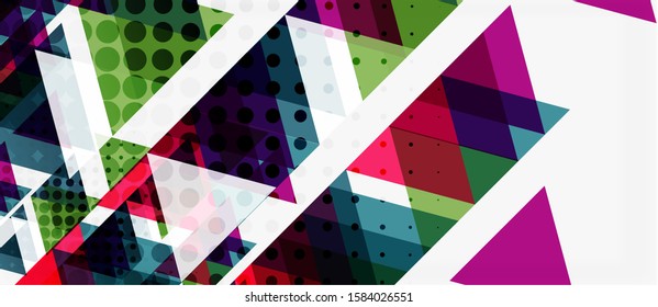 Vector triangle geometric abstract composition background. Retro vector illustration. Ornament illustration. Banner, poster template.