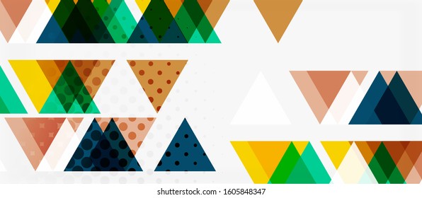 Vector triangle geometric abstract composition background. Retro vector illustration. Ornament illustration. Banner, poster template.