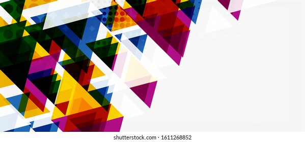 Vector triangle geometric abstract composition background. Retro vector illustration. Ornament illustration. Banner, poster template.