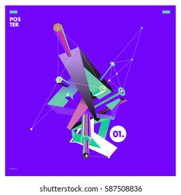 Vector of triangle geometric design. Modern and memphis style banner abstract backgrounds for poster, message presentations or identity layouts.