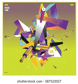 Vector of triangle geometric design. Modern and memphis style banner abstract backgrounds for poster, message presentations or identity layouts.