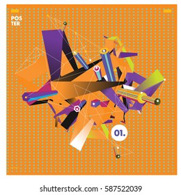 Vector of triangle geometric design. Modern and memphis style banner abstract backgrounds for poster, message presentations or identity layouts.