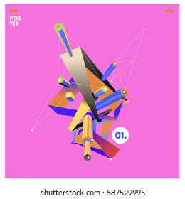 Vector of triangle geometric design. Modern and memphis style banner abstract backgrounds for poster, message presentations or identity layouts.