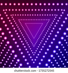 Vector Triangle Gradient Blue and Pink Ultraviolet Shine Background, Glowing Circles, Abstract Lights on Dark Backdrop.