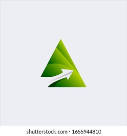 vector triangle green nature arrow logo design template