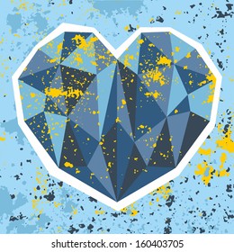 Vector Triangle Heart With Grunge Background