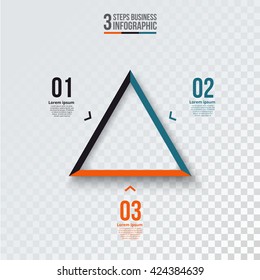 Vector triangle infographic. Template for cycle diagram, graph, presentation and chart. Business concept with 3 options, parts, steps or processes. Transparent background.