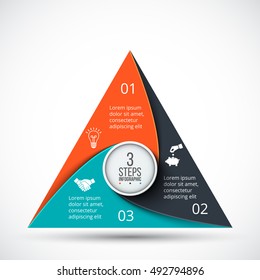 Vector triangle infographic. Template for cycle diagram, graph, presentation and chart. Business concept with 3 options, parts, steps or processes. Data visualization.