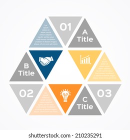 Vector triangle infographic. Template for diagram, graph, presentation and chart. Business concept with three options, parts, steps or processes. Abstract background.
