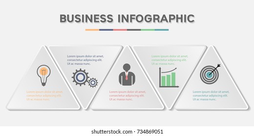 Vector triangle infographic. Template for diagram, graph, presentation and chart. Business concept with five options, parts, steps or processes. Abstract background.